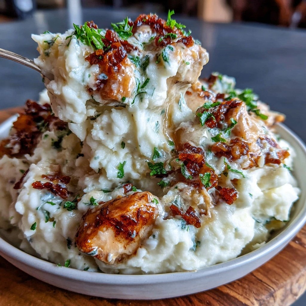 Mashed Potatoes With Garlic Butter Chicken