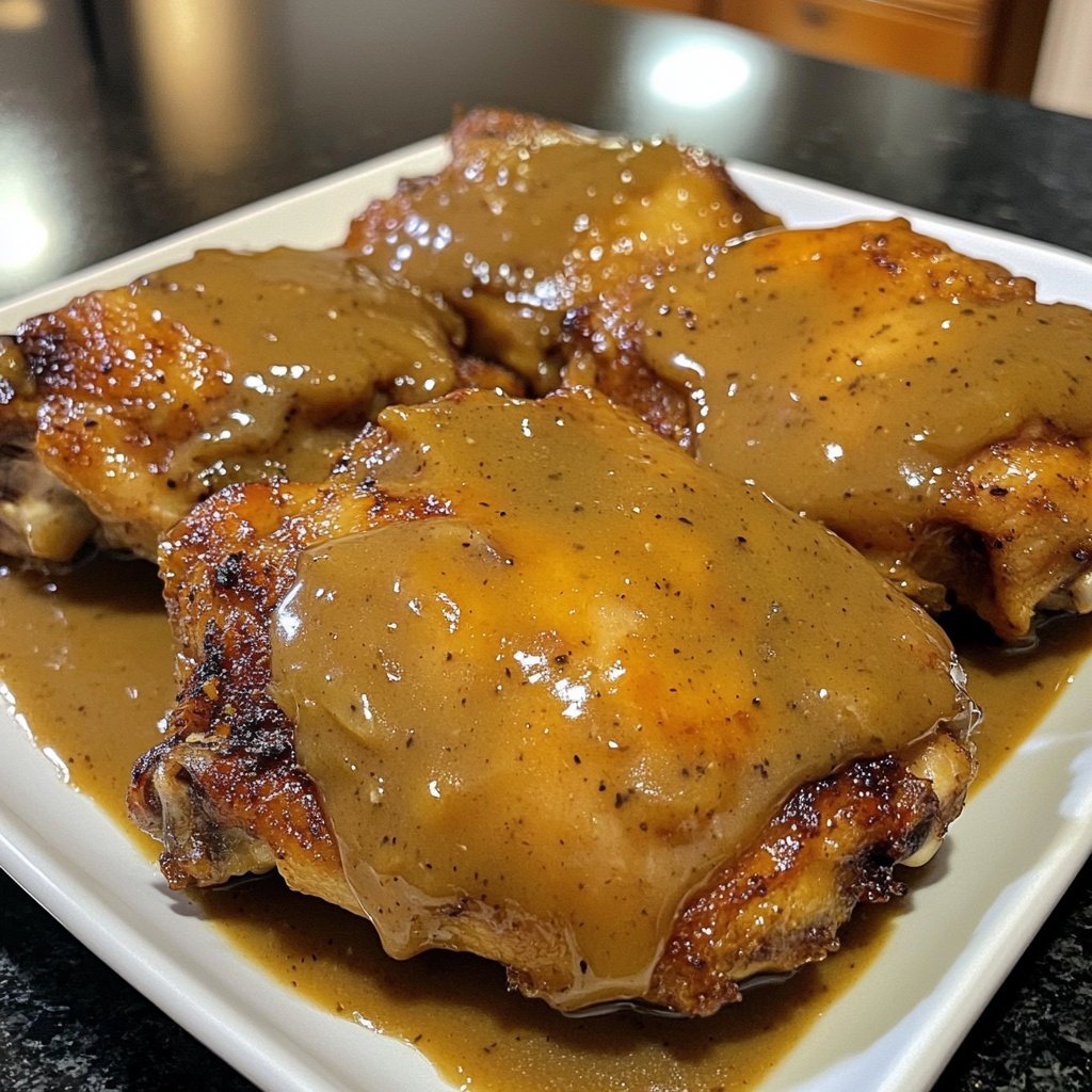 Simple Slow Cooker Chicken Thighs with Gravy